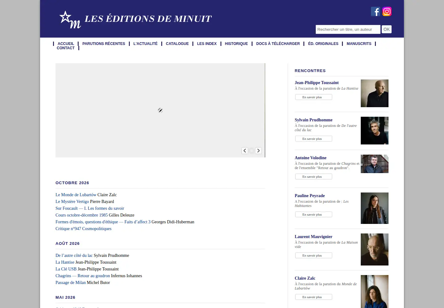 Captured homepage of leseditionsdeminuit.fr in the current scan