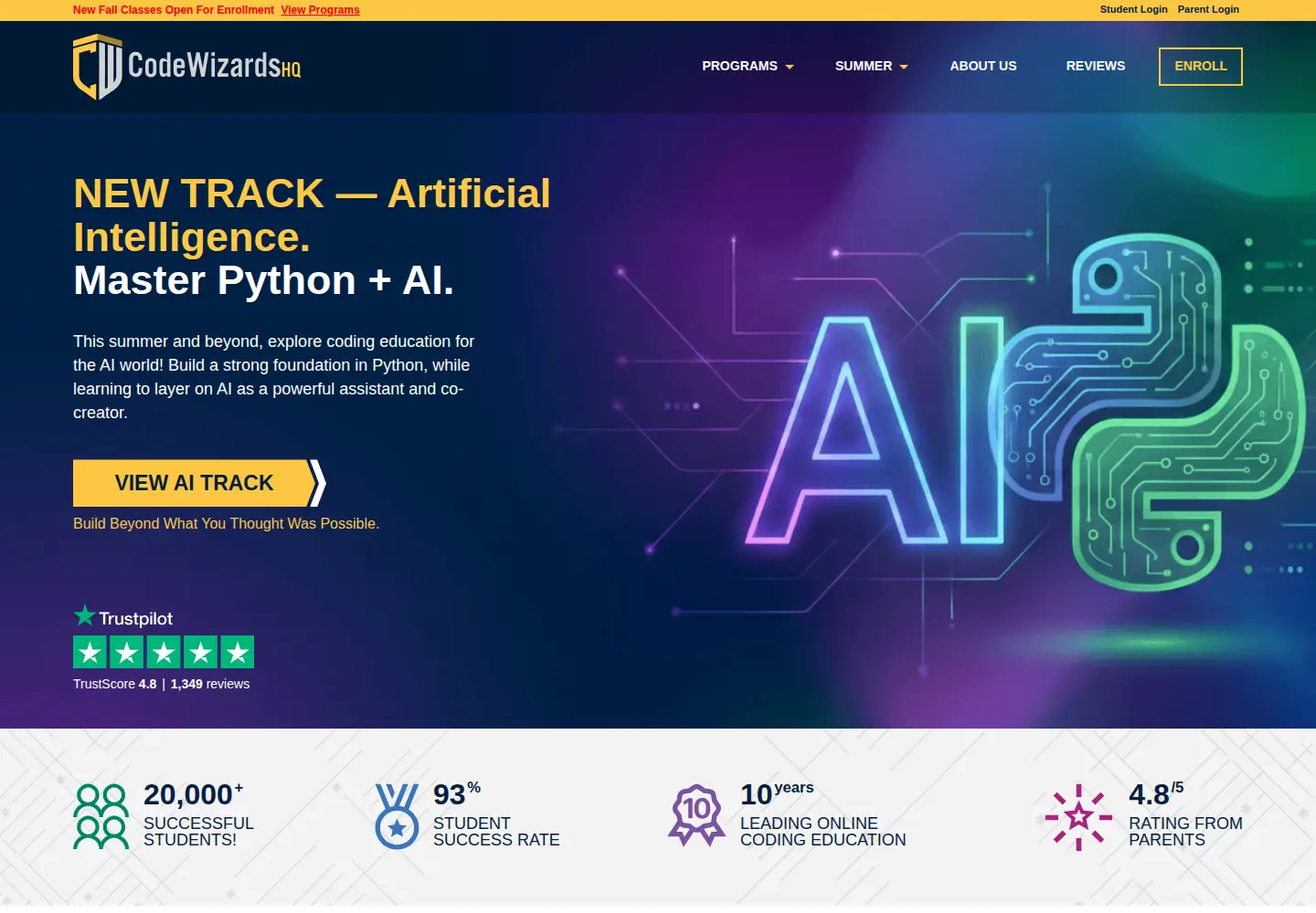Captured homepage of codewizardshq.com in the current scan