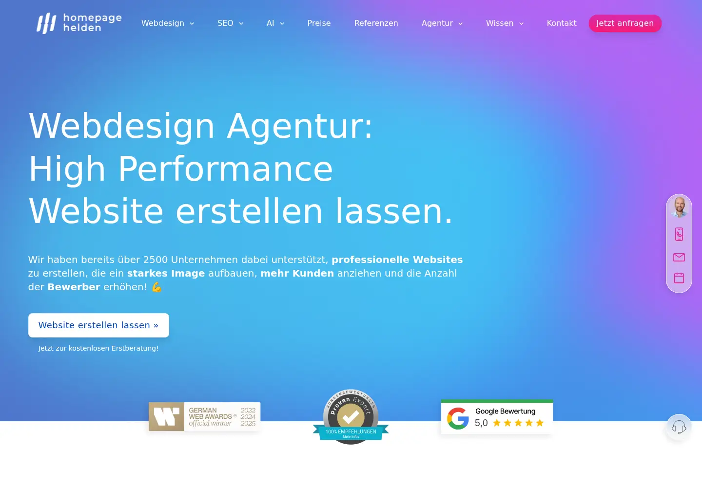 Captured homepage of homepage-helden.de in the current scan