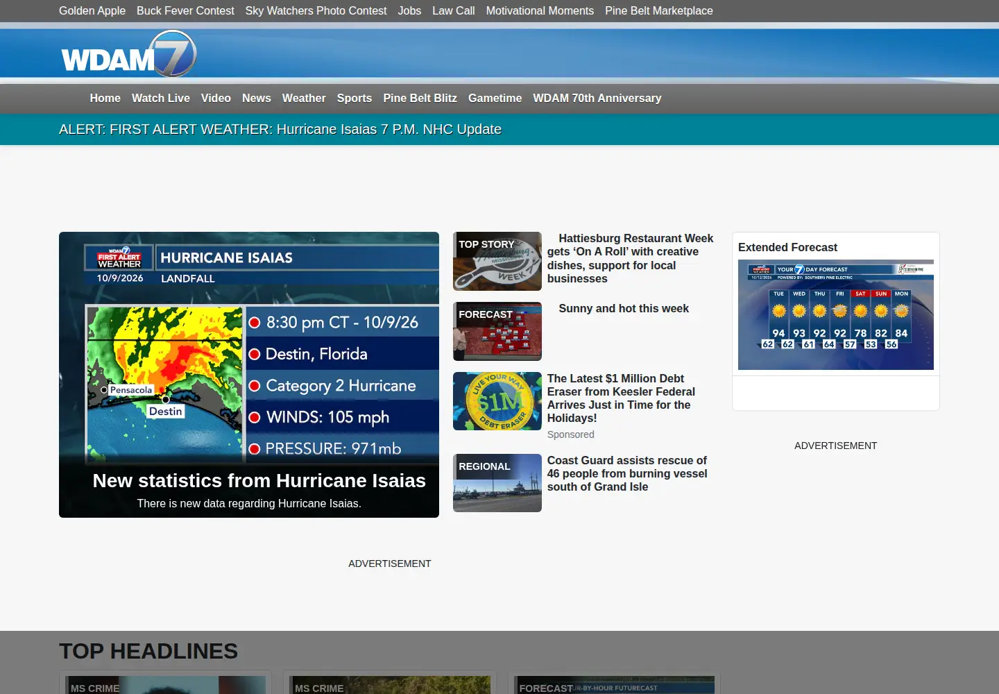 Screenshot of wdam.com