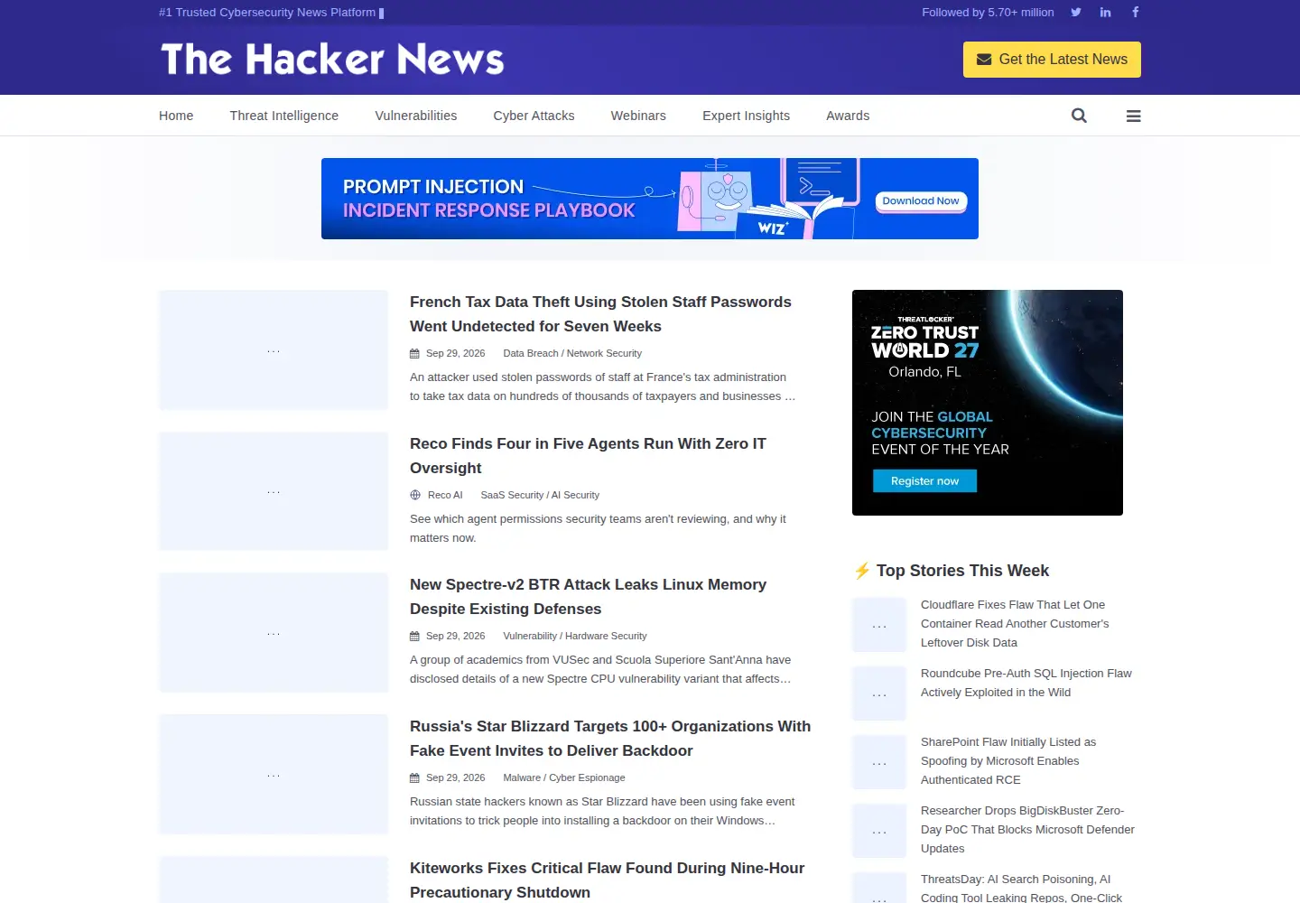 Screenshot of thehackernews.com