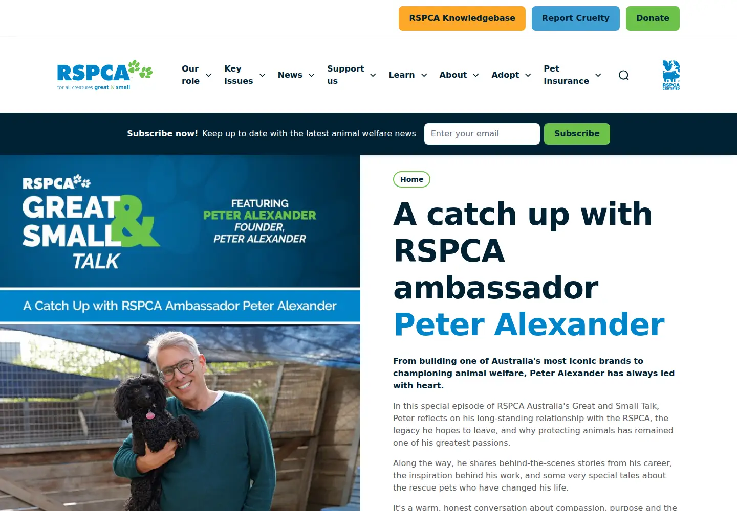 Screenshot of rspca.org.au