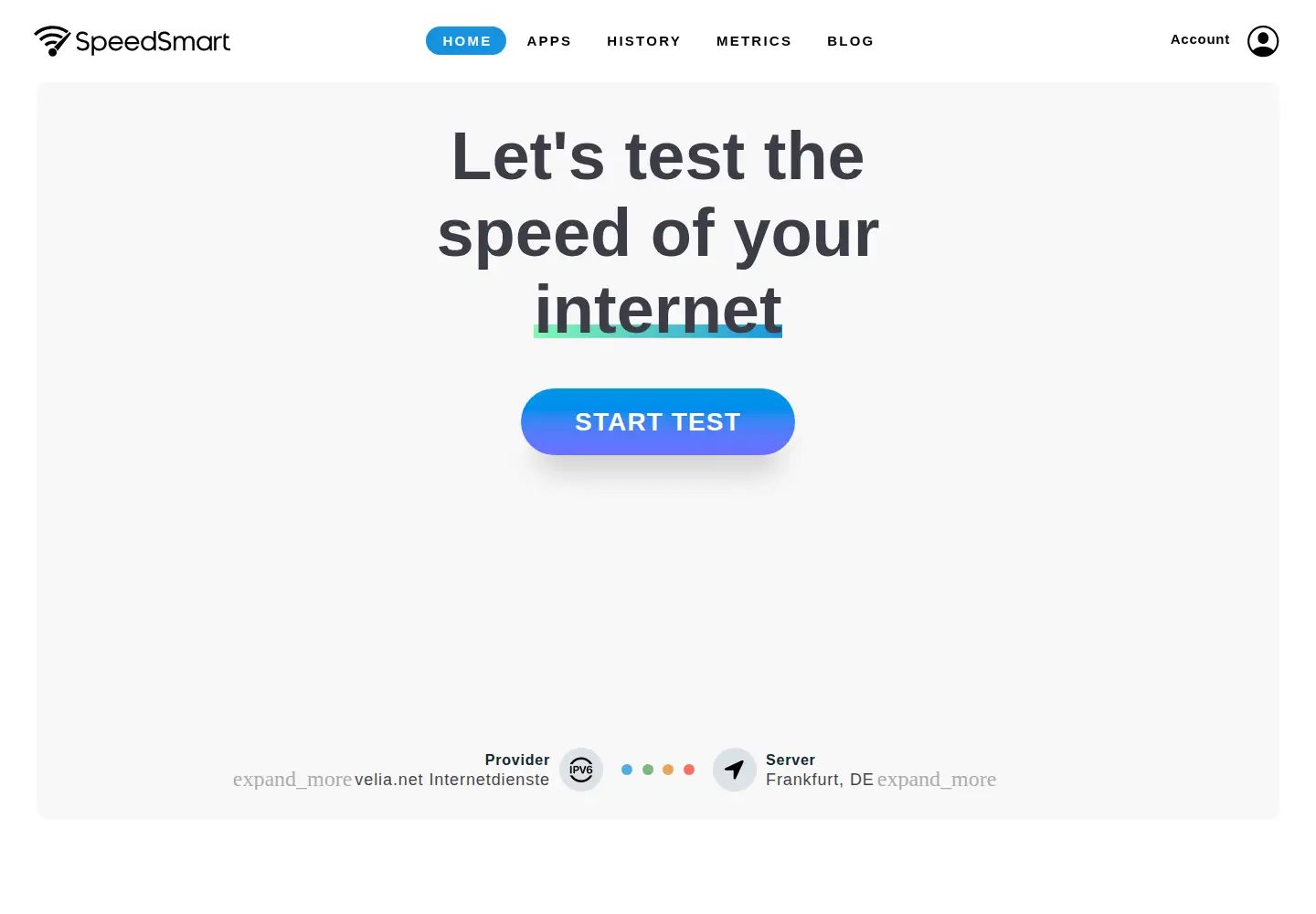 Captured homepage of speedsmart.net in the current scan