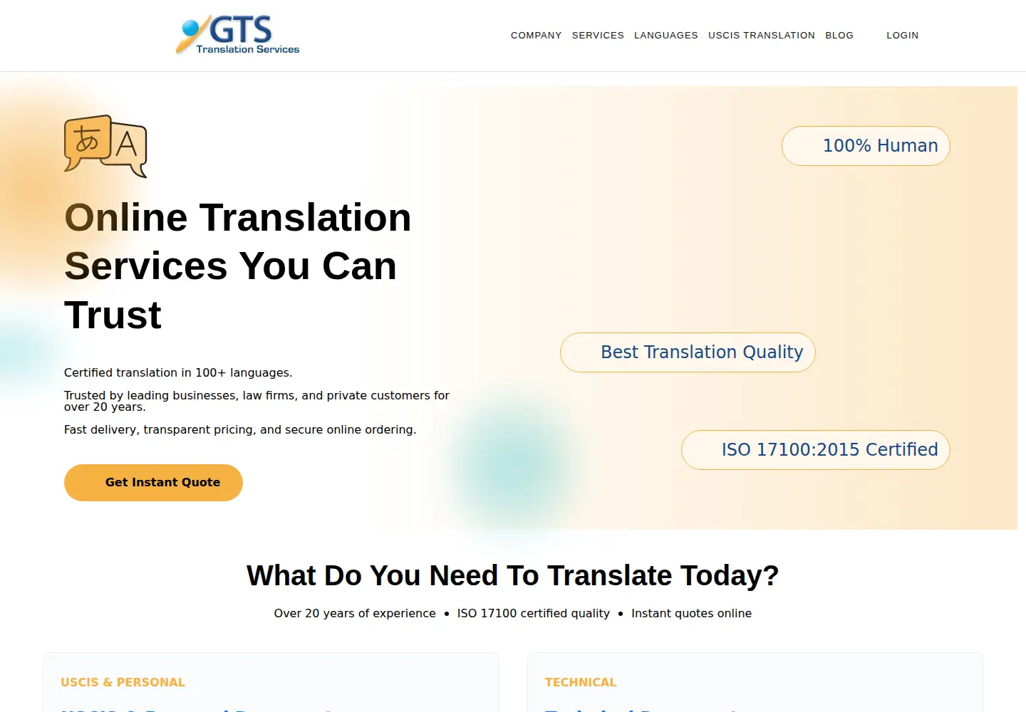 Screenshot of gts-translation.com