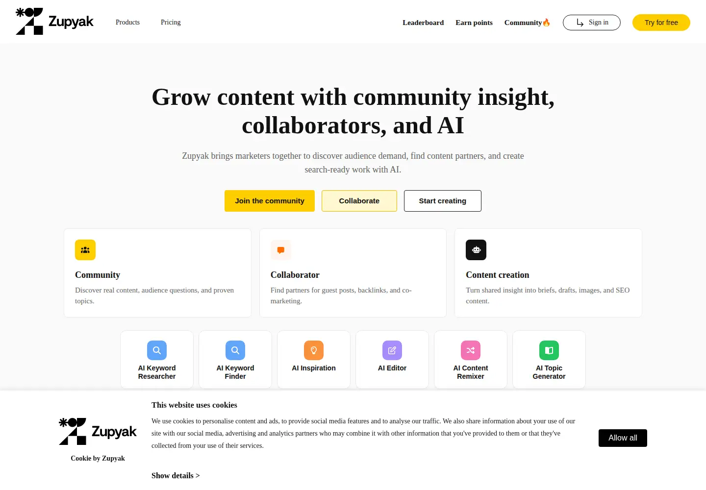 Screenshot of zupyak.com