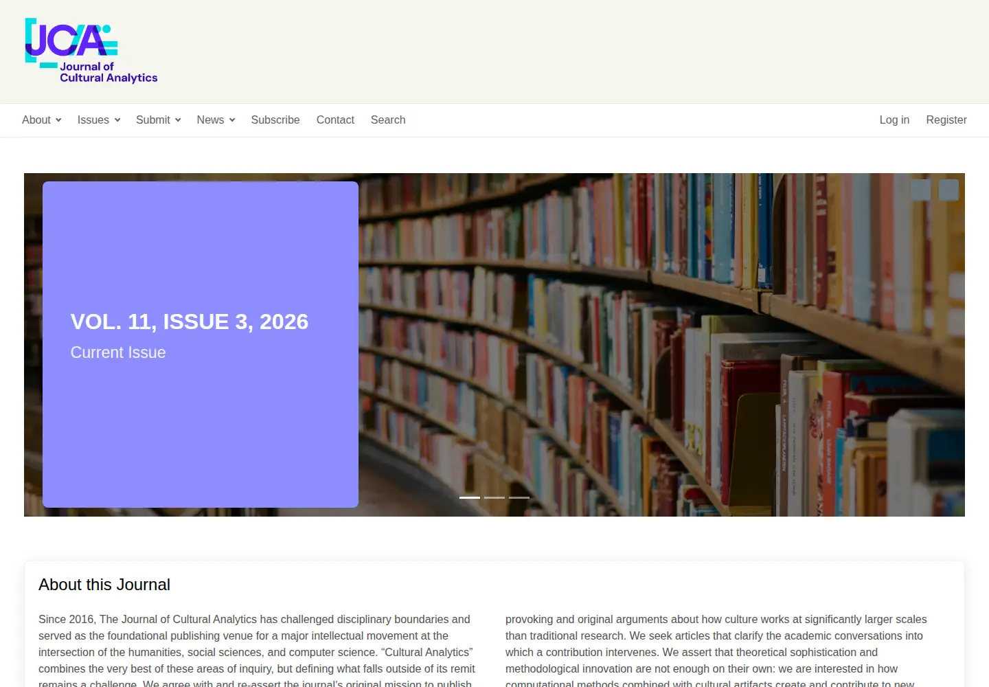 Screenshot of culturalanalytics.org