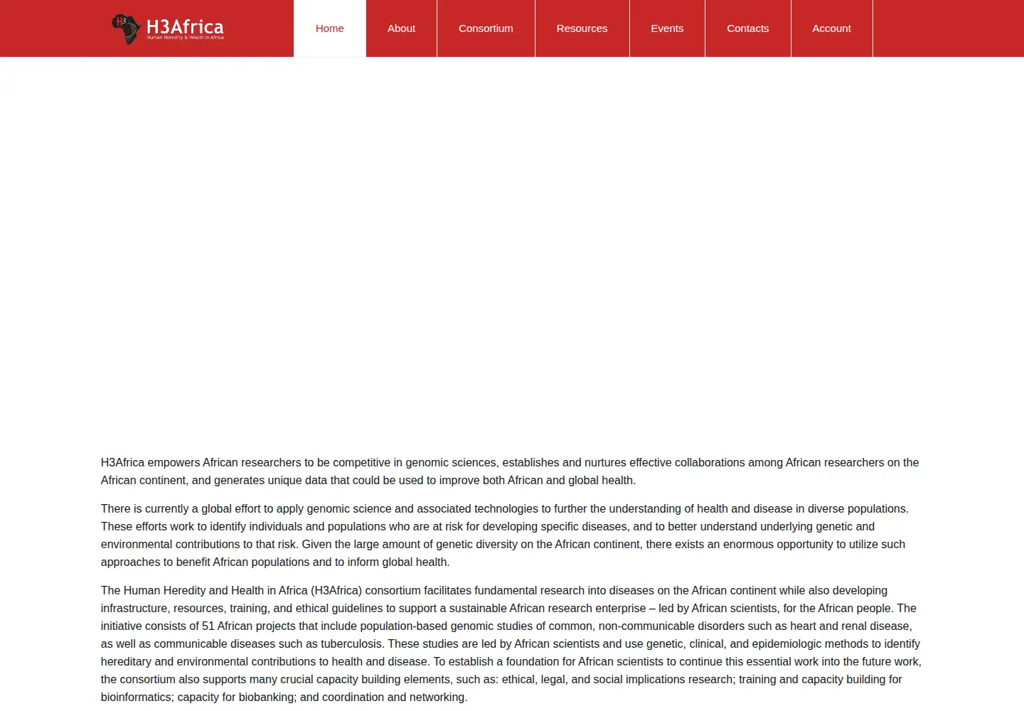 Captured homepage of h3africa.org in the current scan