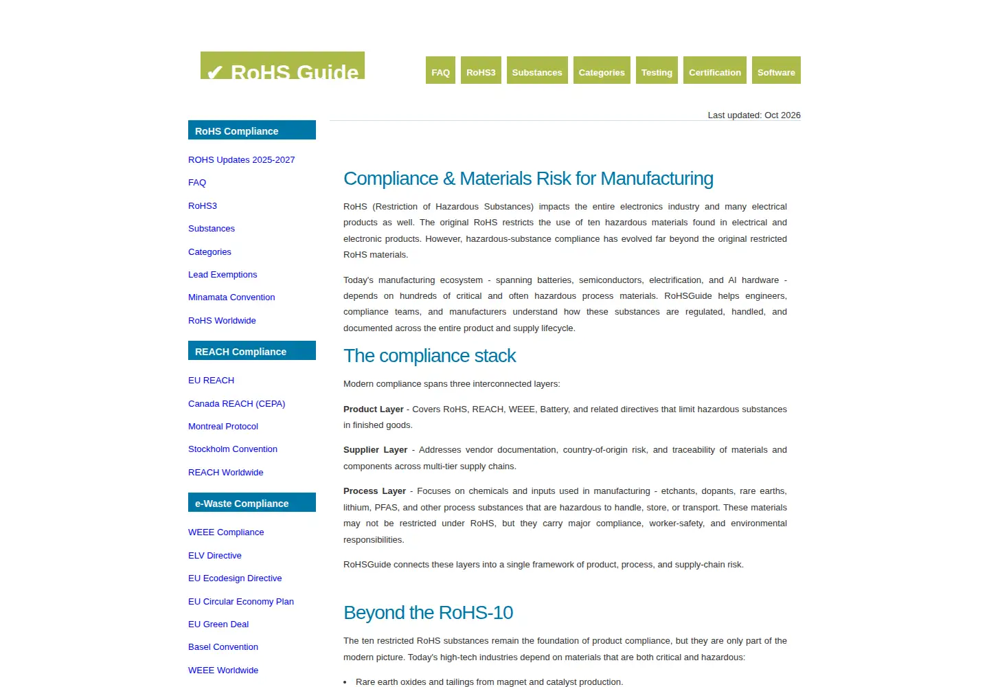Screenshot of rohsguide.com