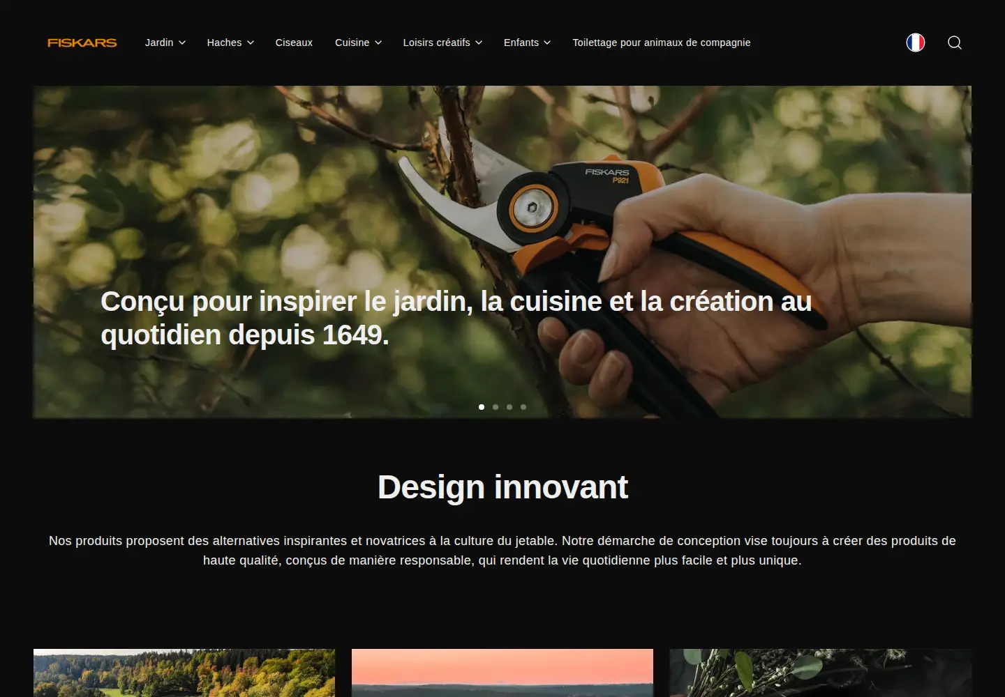 Captured homepage of fiskars.com in the current scan