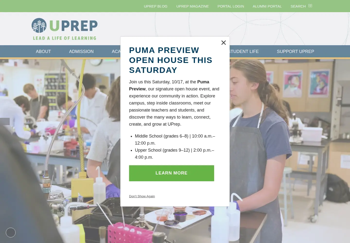 Screenshot of universityprep.org