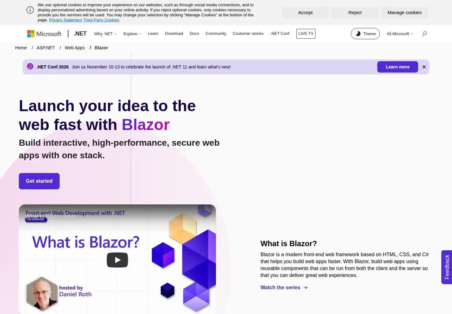 Screenshot of blazor.net