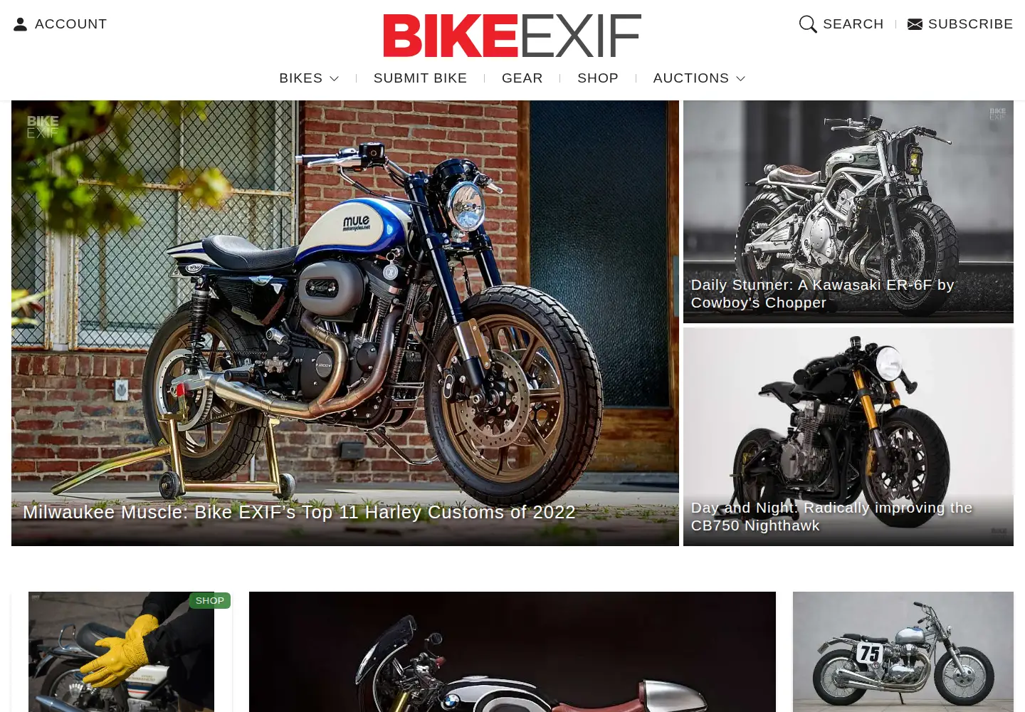 Captured homepage of bikeexif.com in the current scan