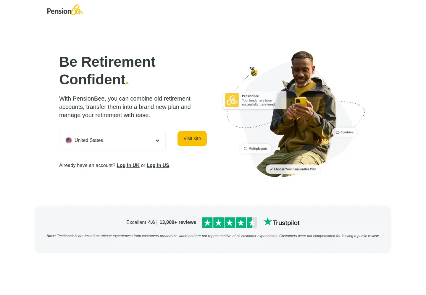 Screenshot of pensionbee.com