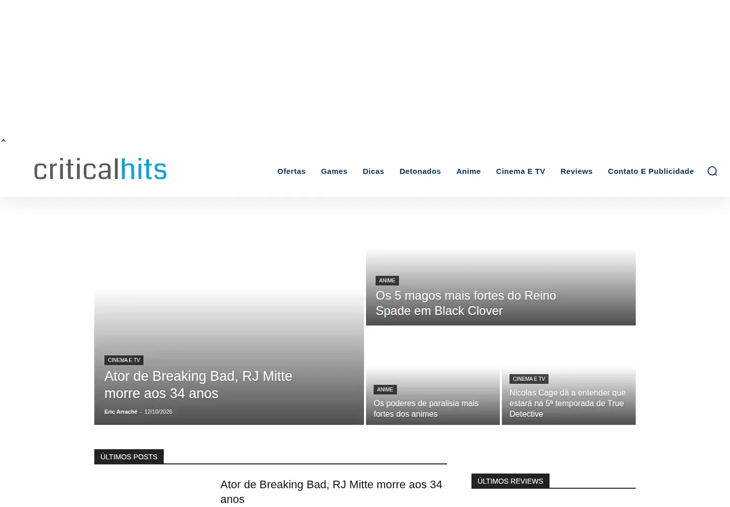 Screenshot of criticalhits.com.br