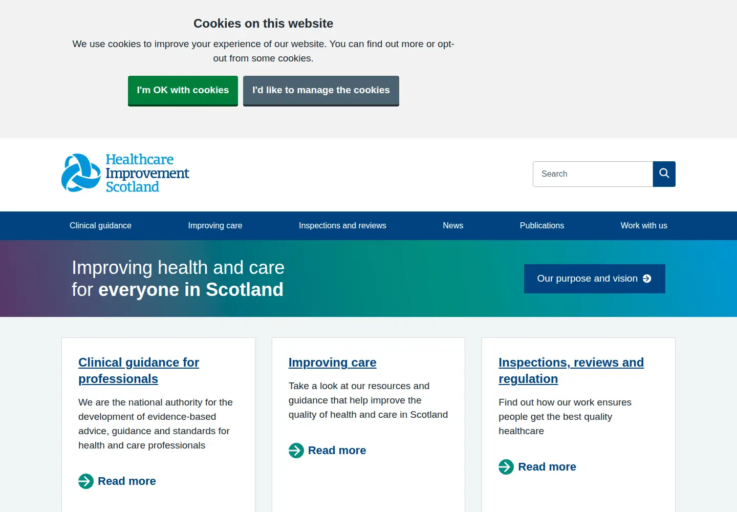 Screenshot of healthcareimprovementscotland.org