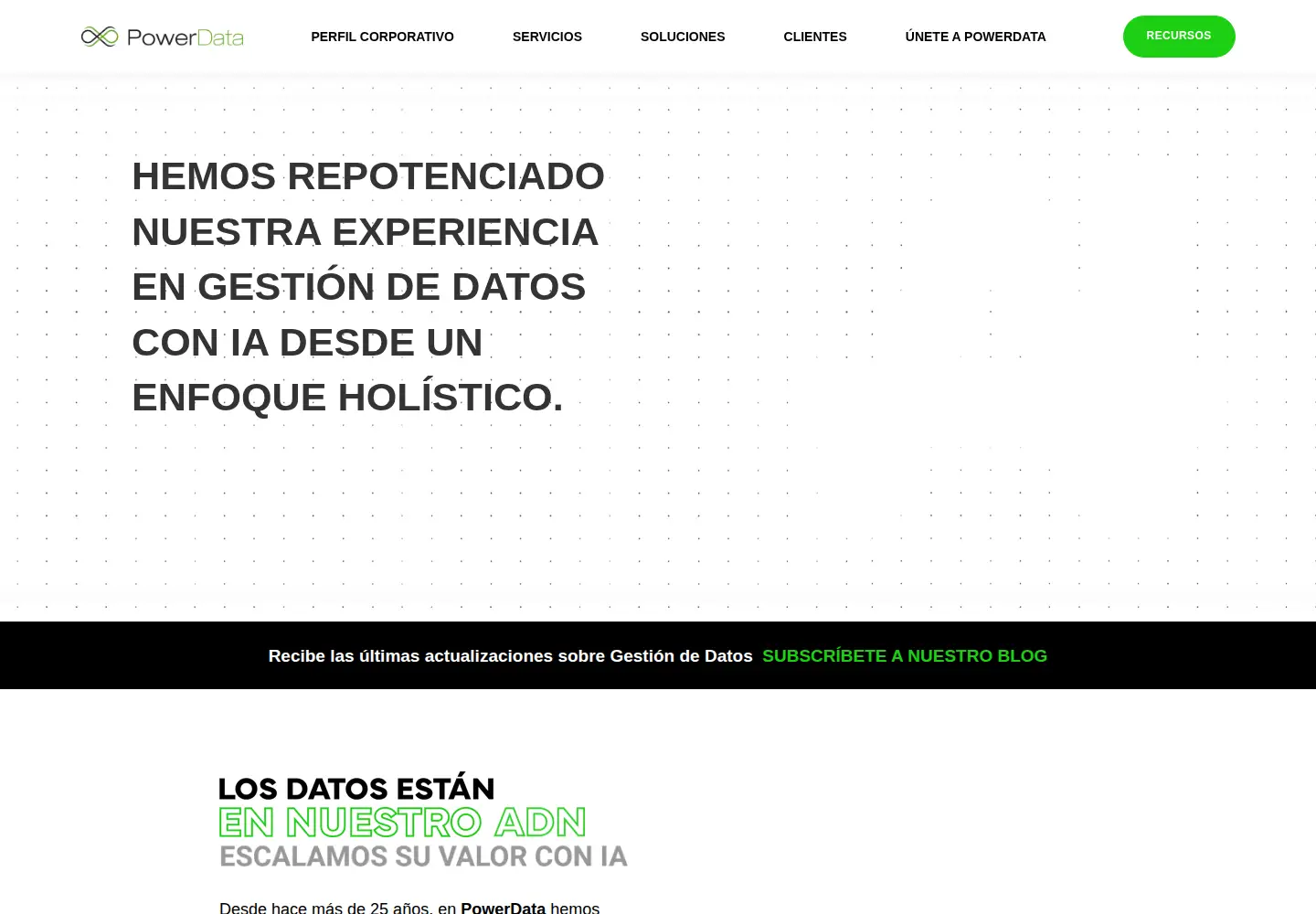 Captured homepage of powerdata.es in the current scan