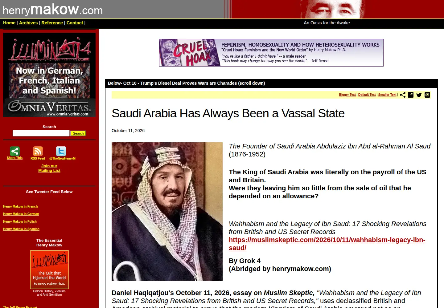 Screenshot of henrymakow.com