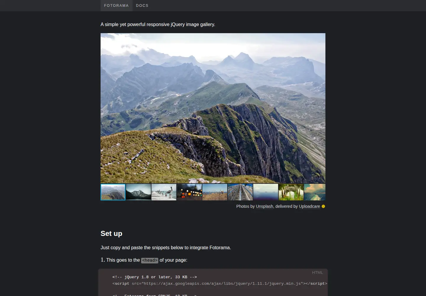 Screenshot of fotorama.io