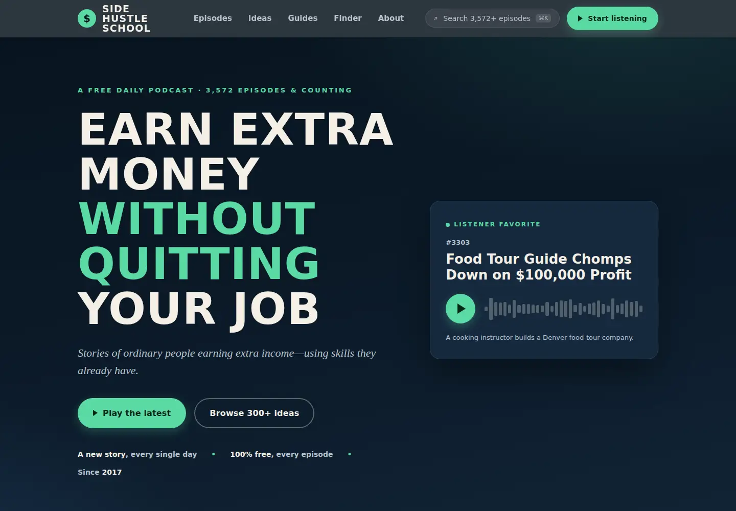 Screenshot of sidehustleschool.com