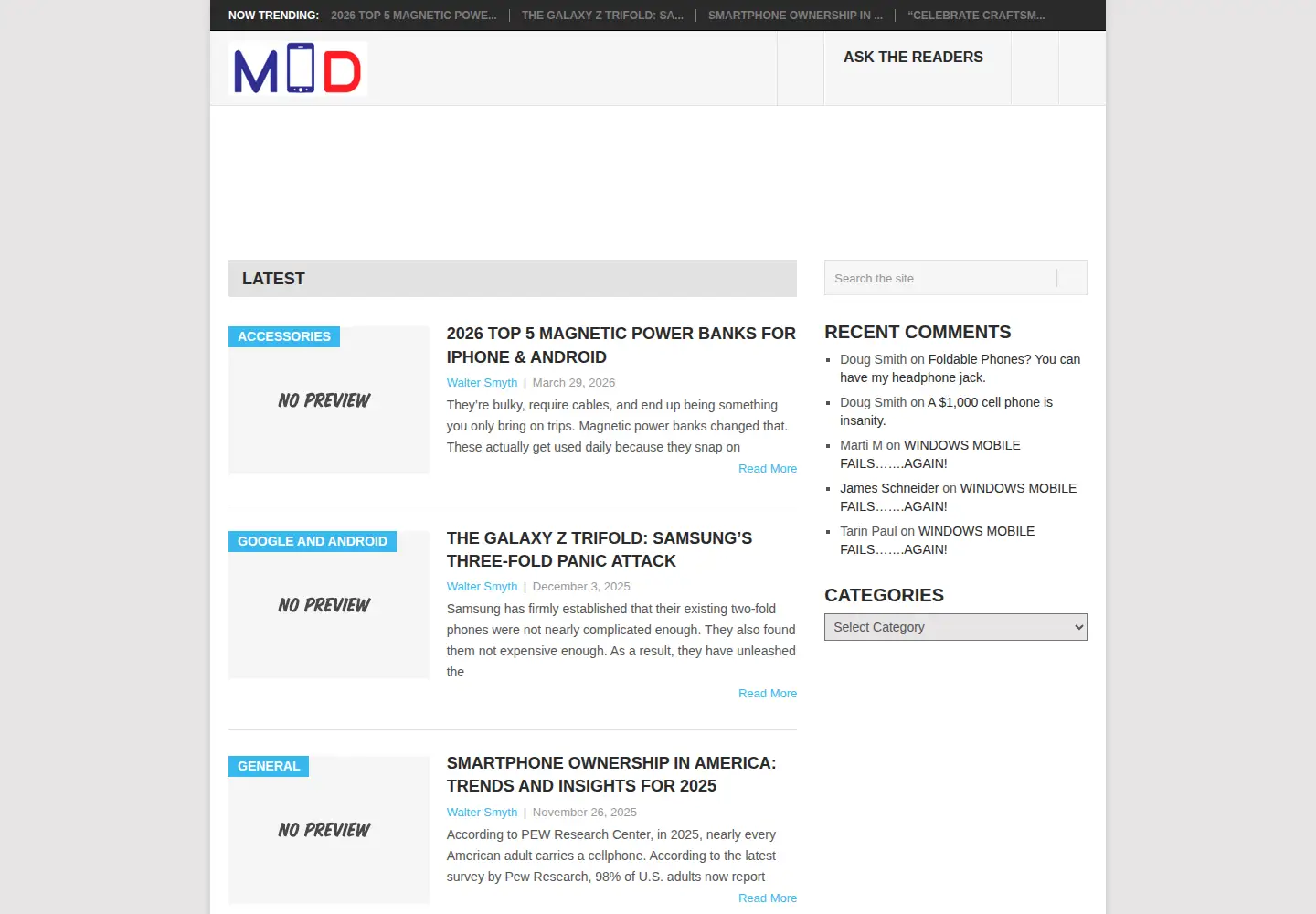 Captured homepage of mobilitydigest.com in the current scan