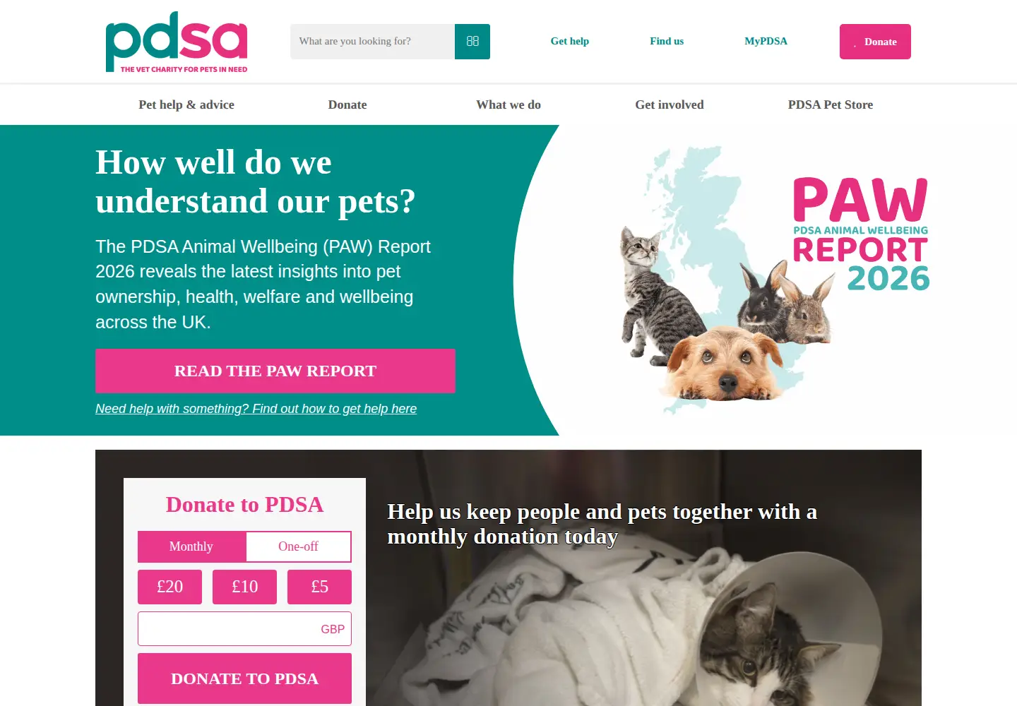 Captured homepage of pdsa.org.uk in the current scan