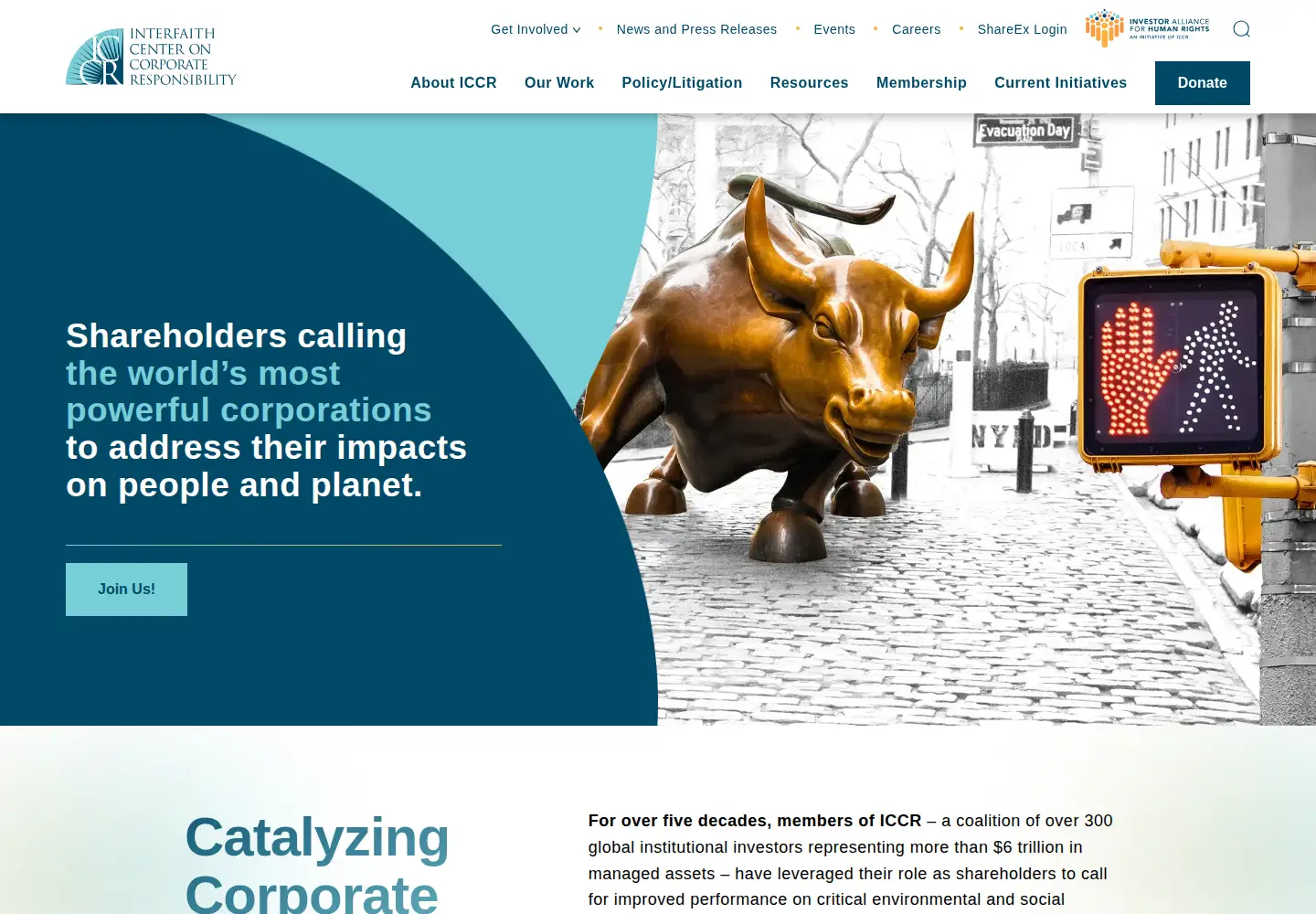 Captured homepage of iccr.org in the current scan