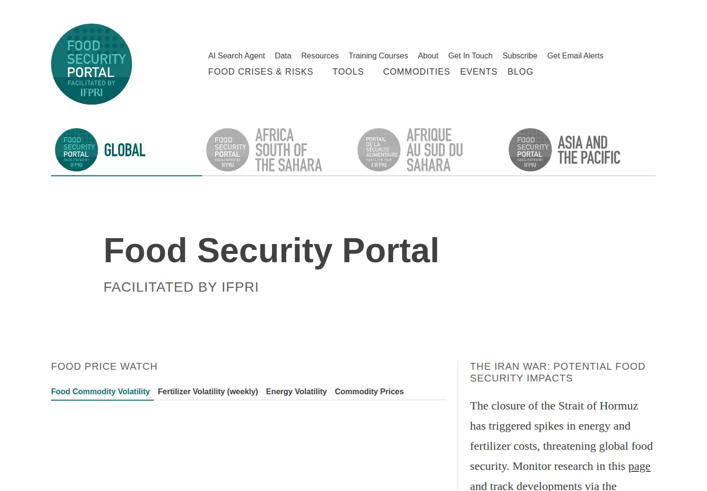 Screenshot of foodsecurityportal.org