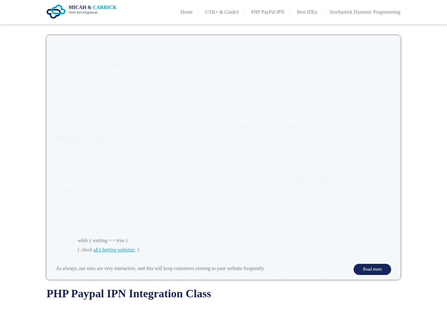 Screenshot of micahcarrick.com
