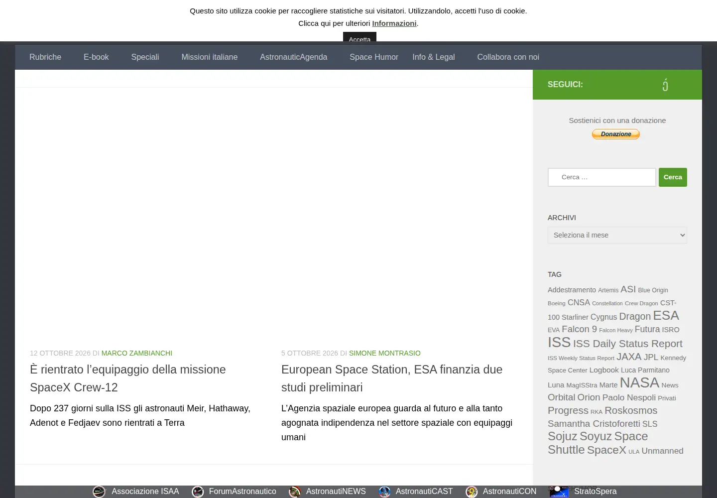 Screenshot of astronautinews.it