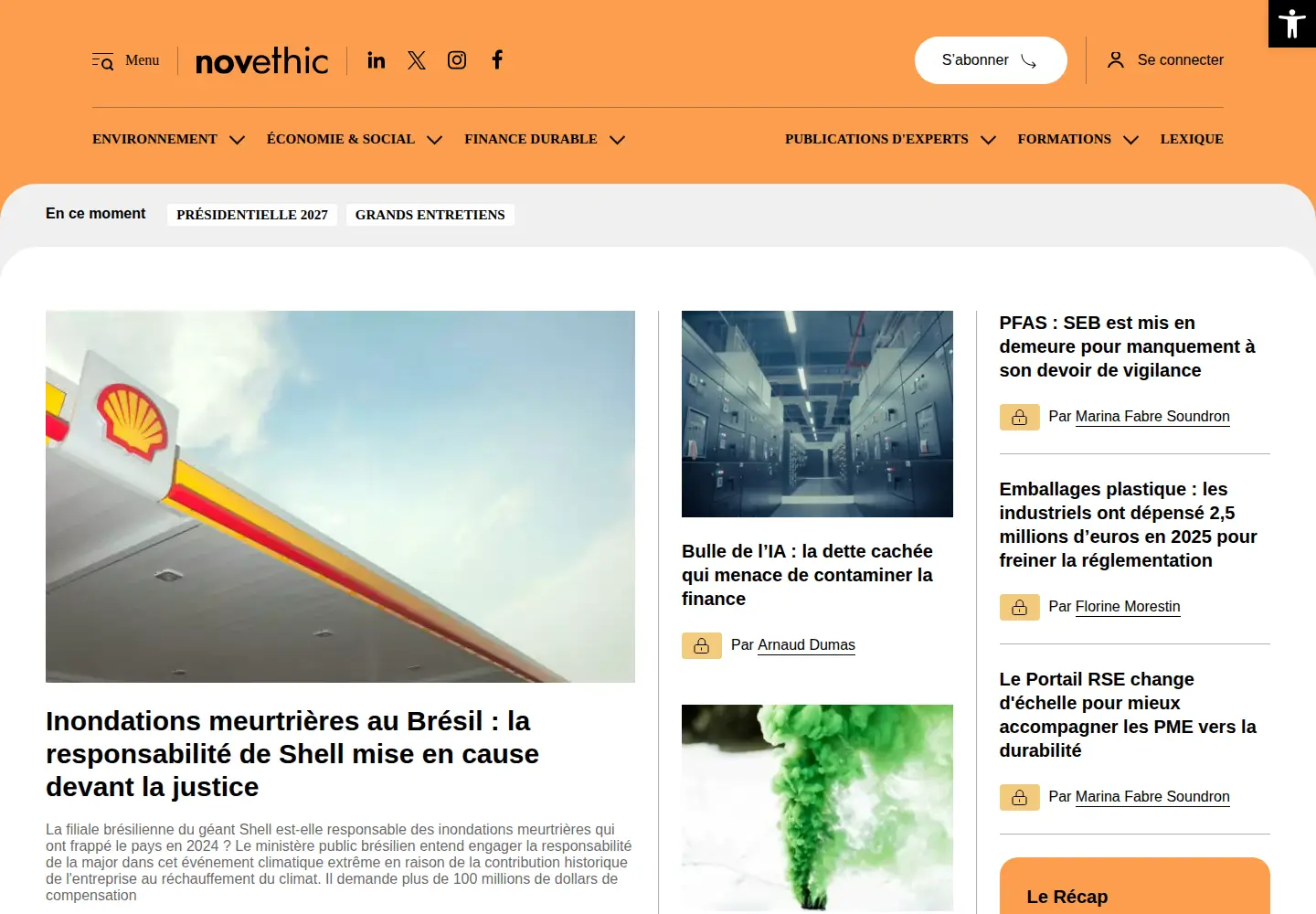 Captured homepage of novethic.fr in the current scan