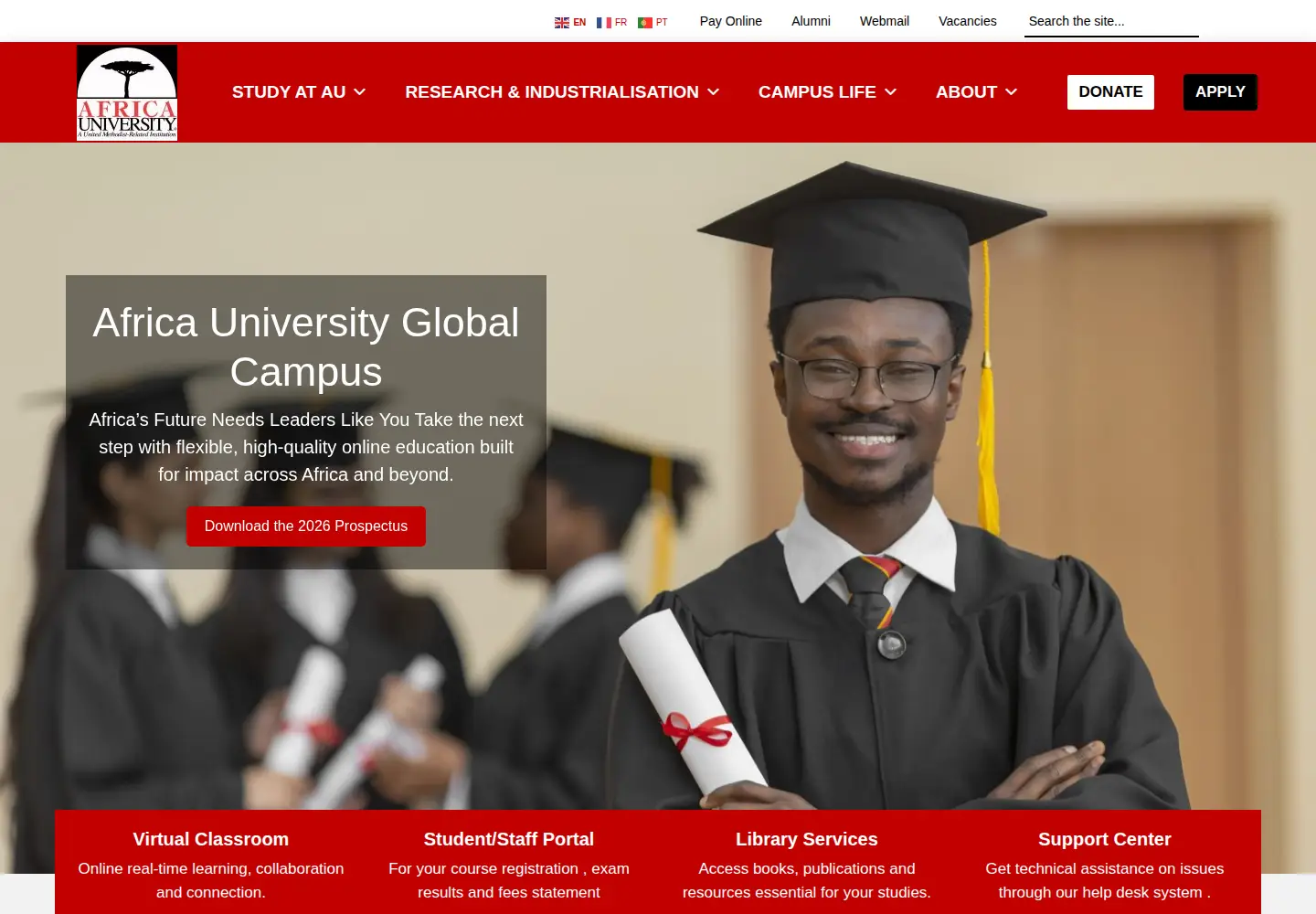 Screenshot of africau.edu