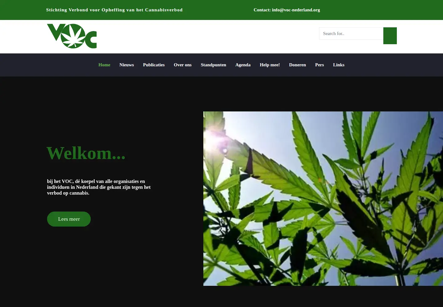 Captured homepage of voc-nederland.org in the current scan