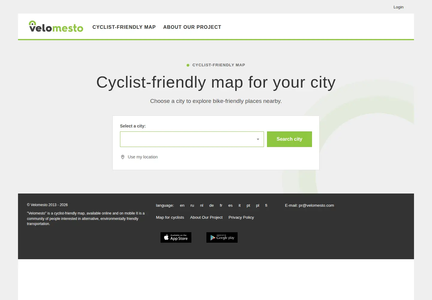 Screenshot of velomesto.com