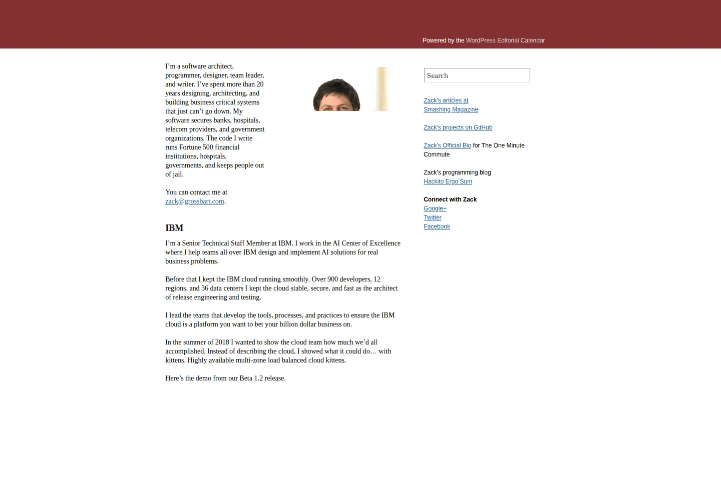 Screenshot of zackgrossbart.com