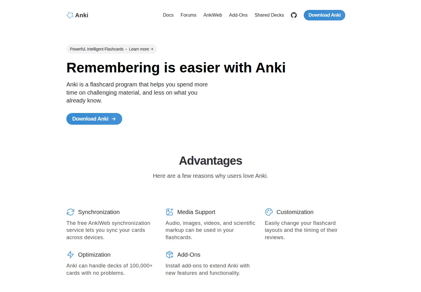 Screenshot of ankisrs.net