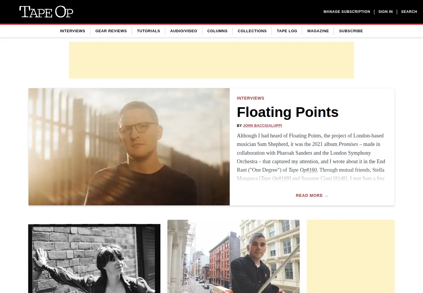 Captured homepage of tapeop.com in the current scan