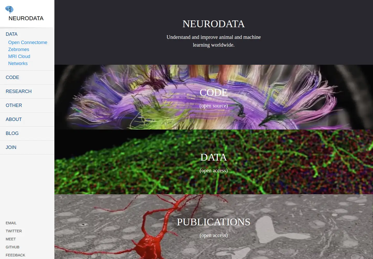 Screenshot of neurodata.io