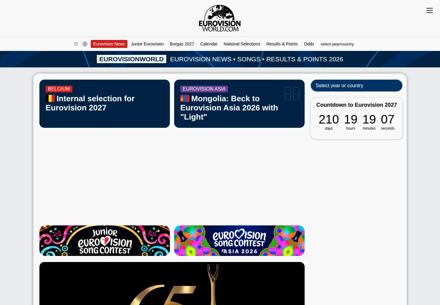 Screenshot of eurovisionworld.com