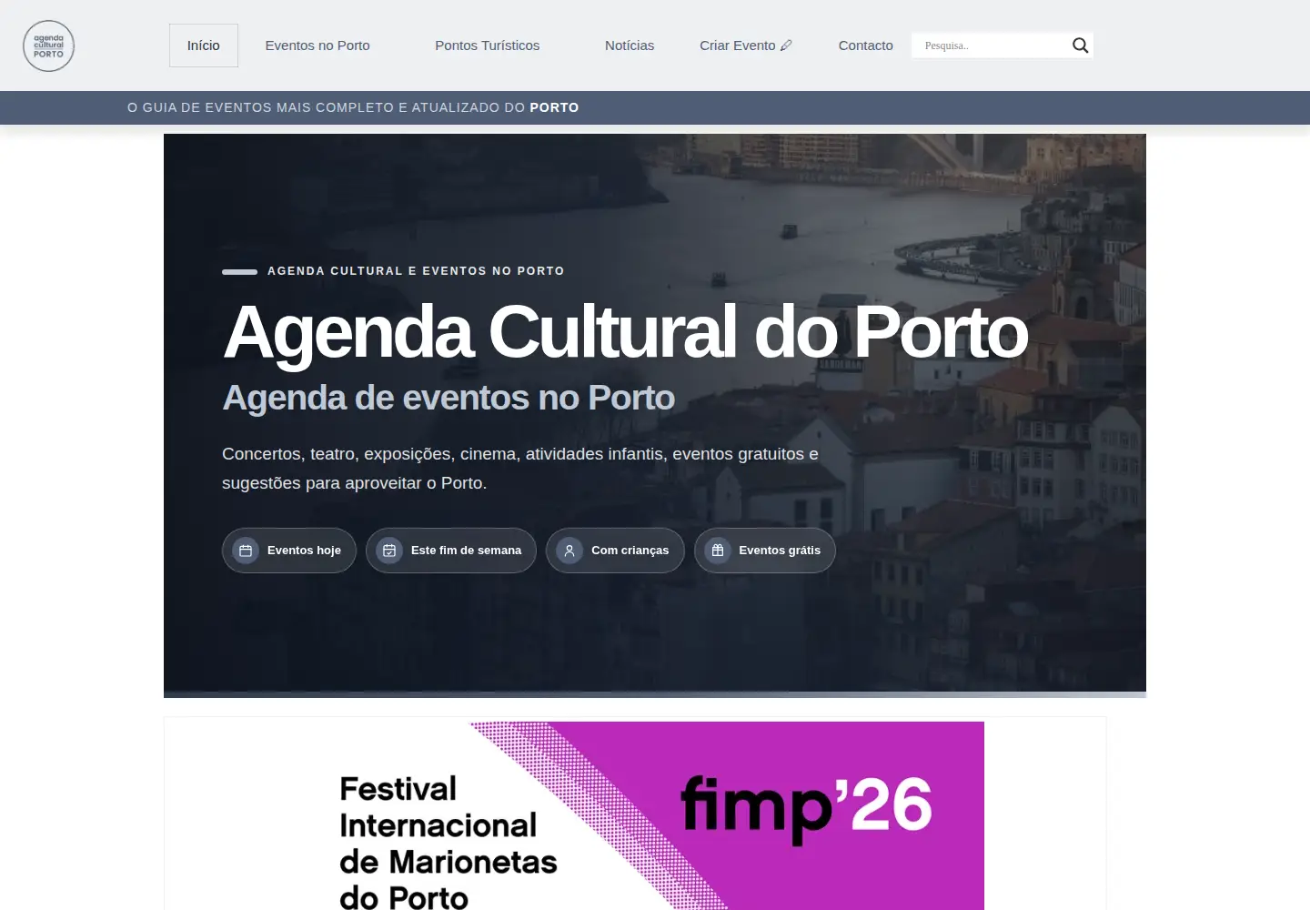Captured homepage of agendaculturalporto.org in the current scan