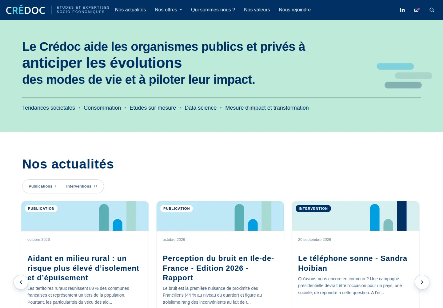 Captured homepage of credoc.fr in the current scan