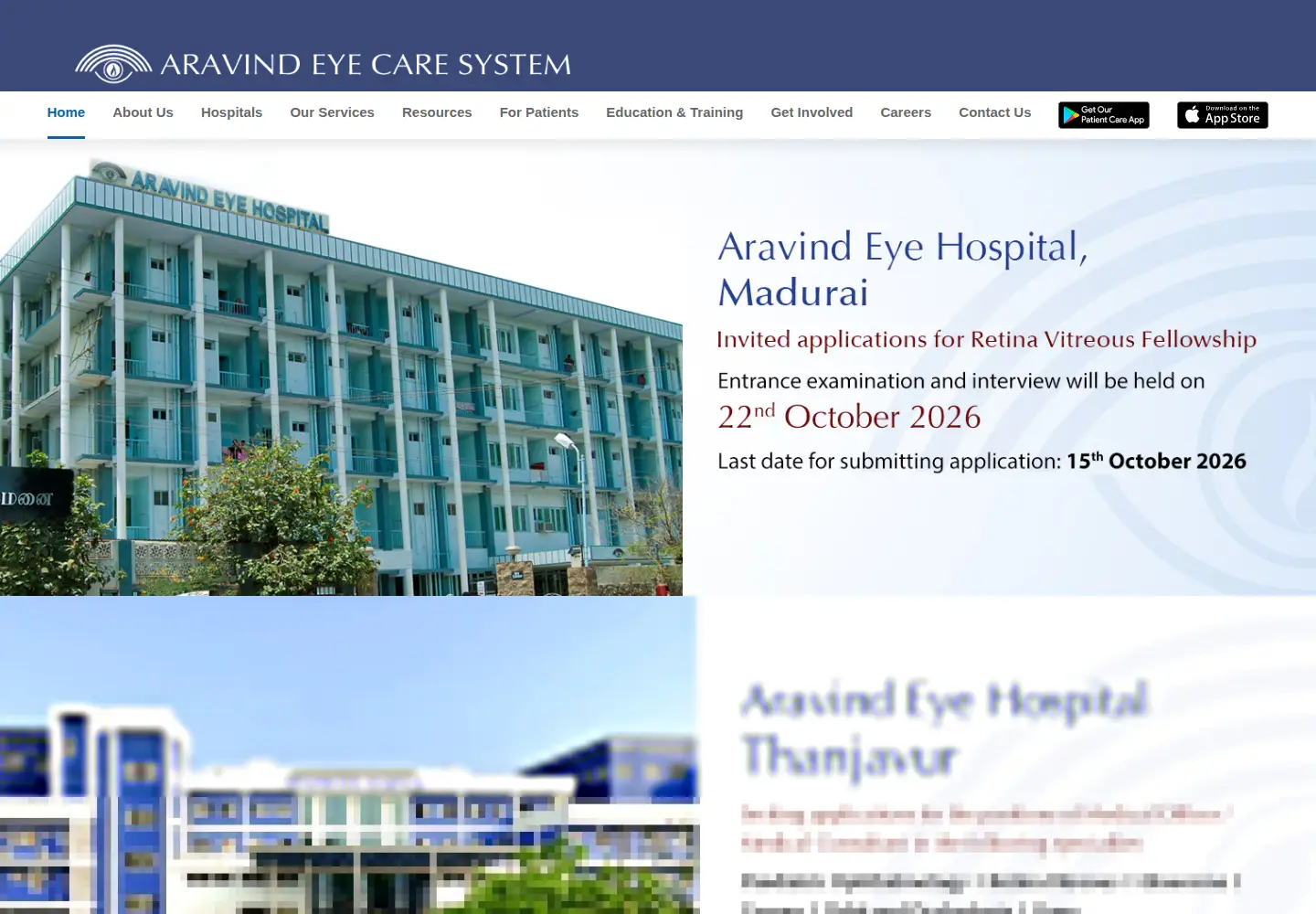 Screenshot of aravind.org