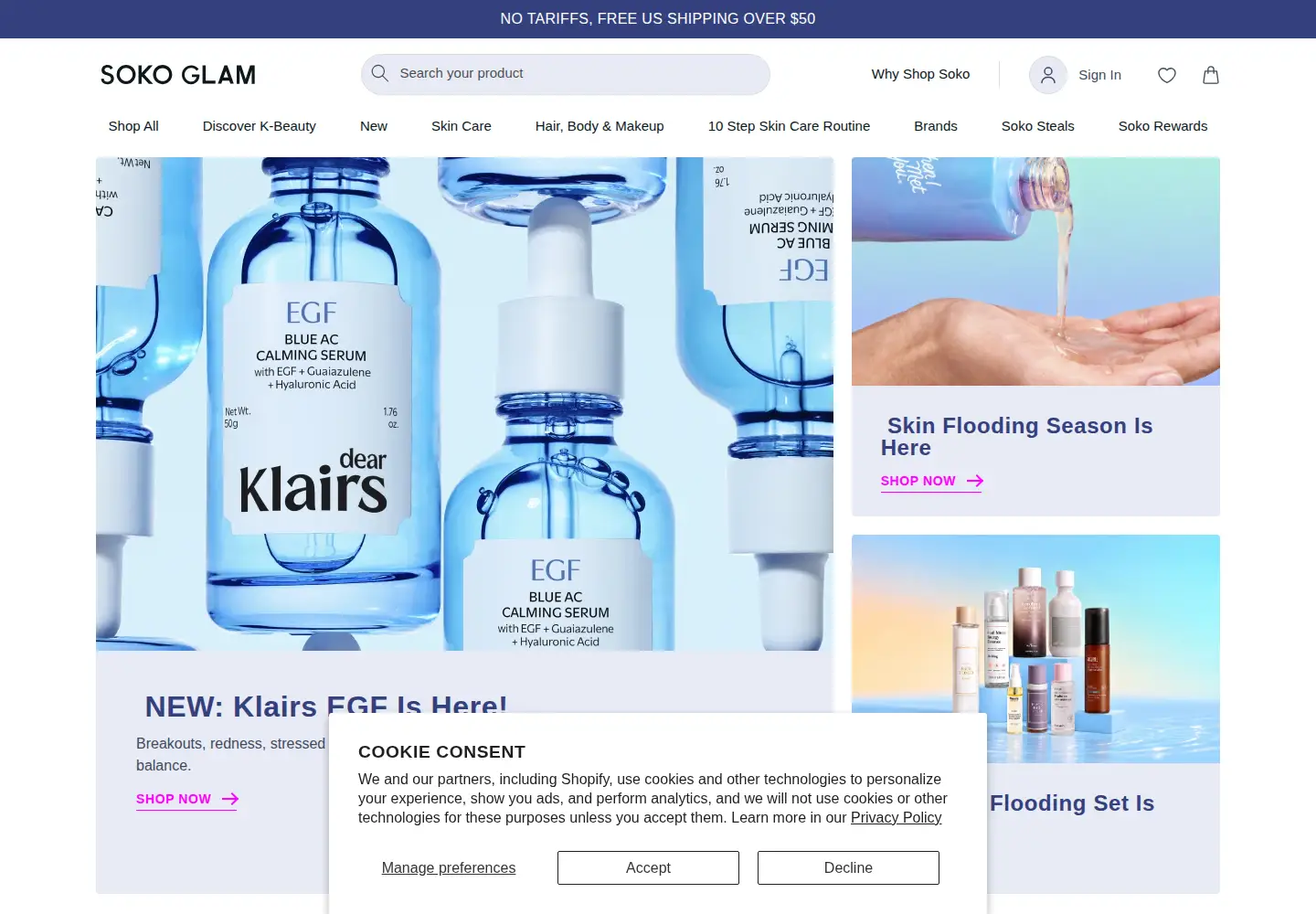 Captured homepage of sokoglam.com in the current scan