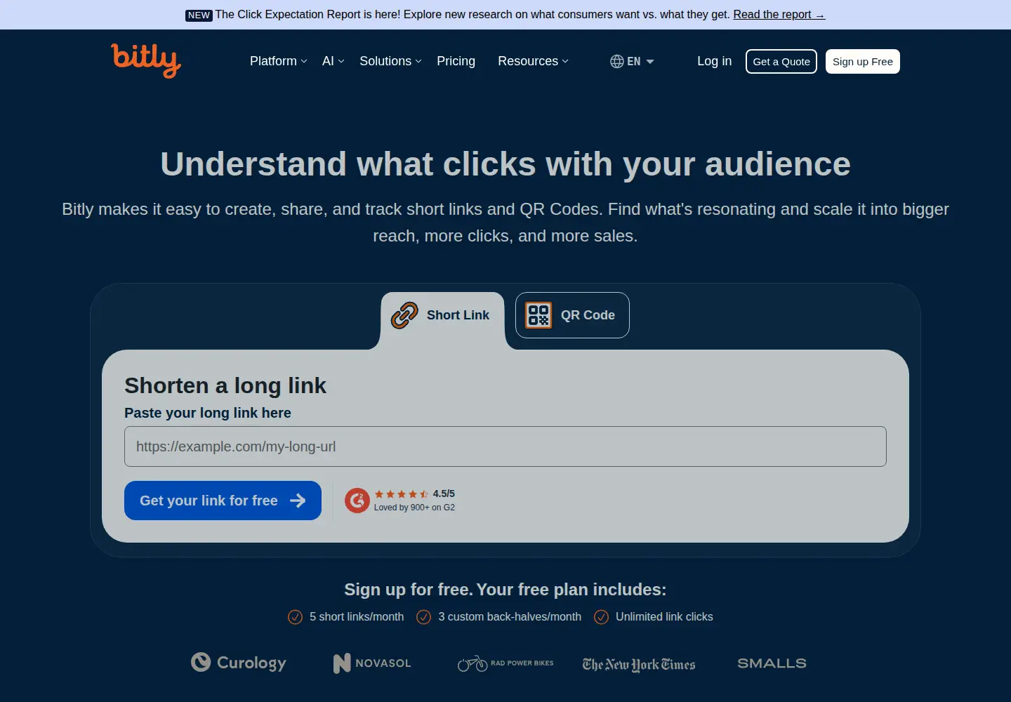 Screenshot of bitly.com