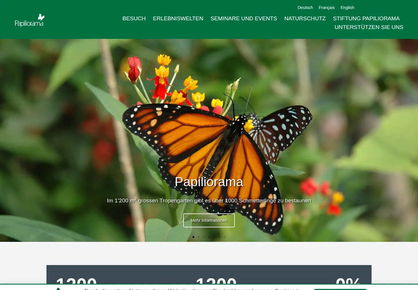 Screenshot of papiliorama.ch