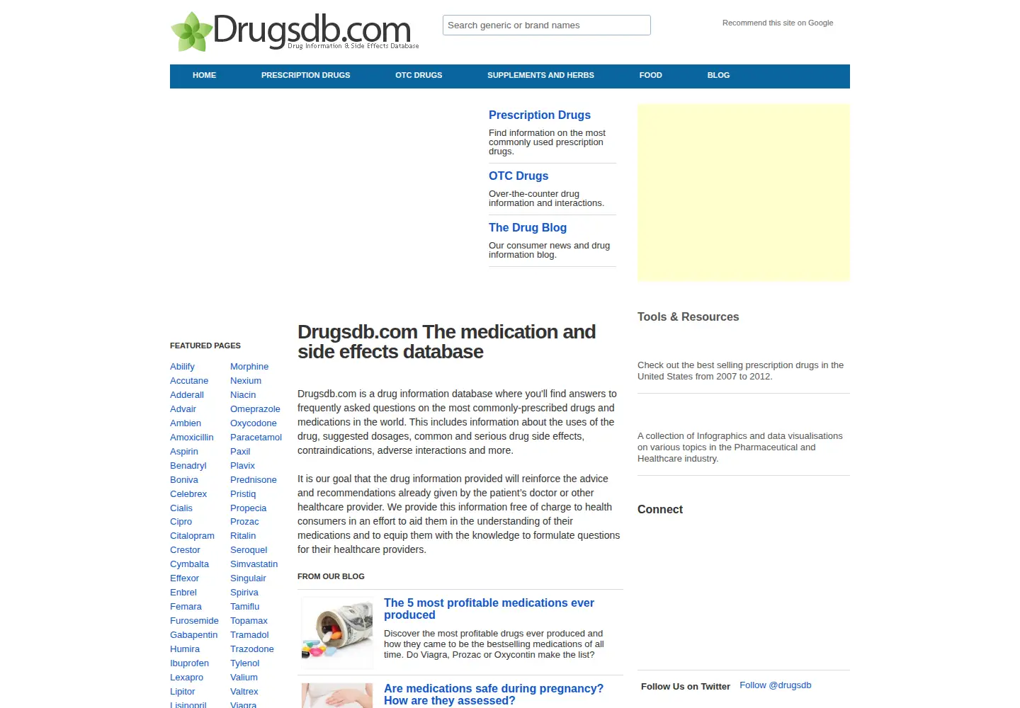 Screenshot of drugsdb.com