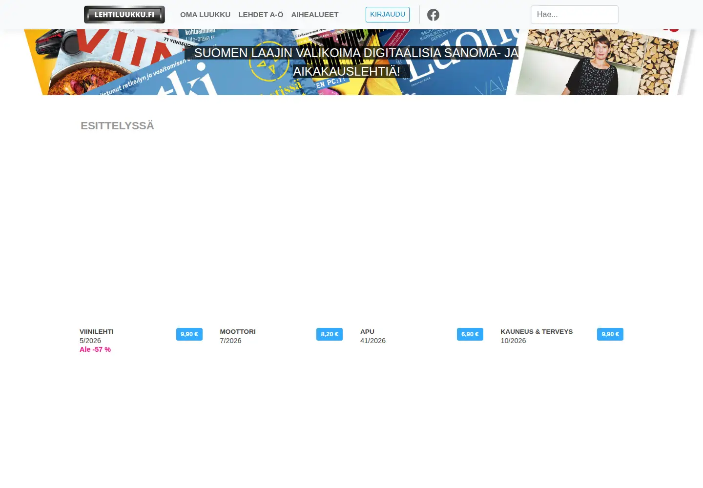 Screenshot of lehtiluukku.fi