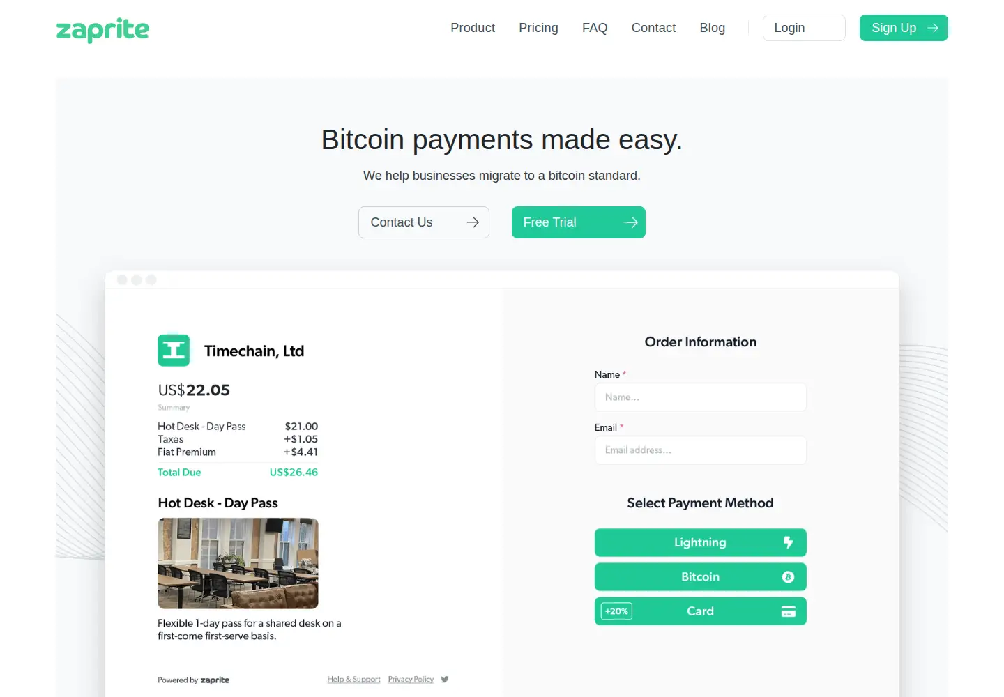 Captured homepage of zaprite.com in the current scan