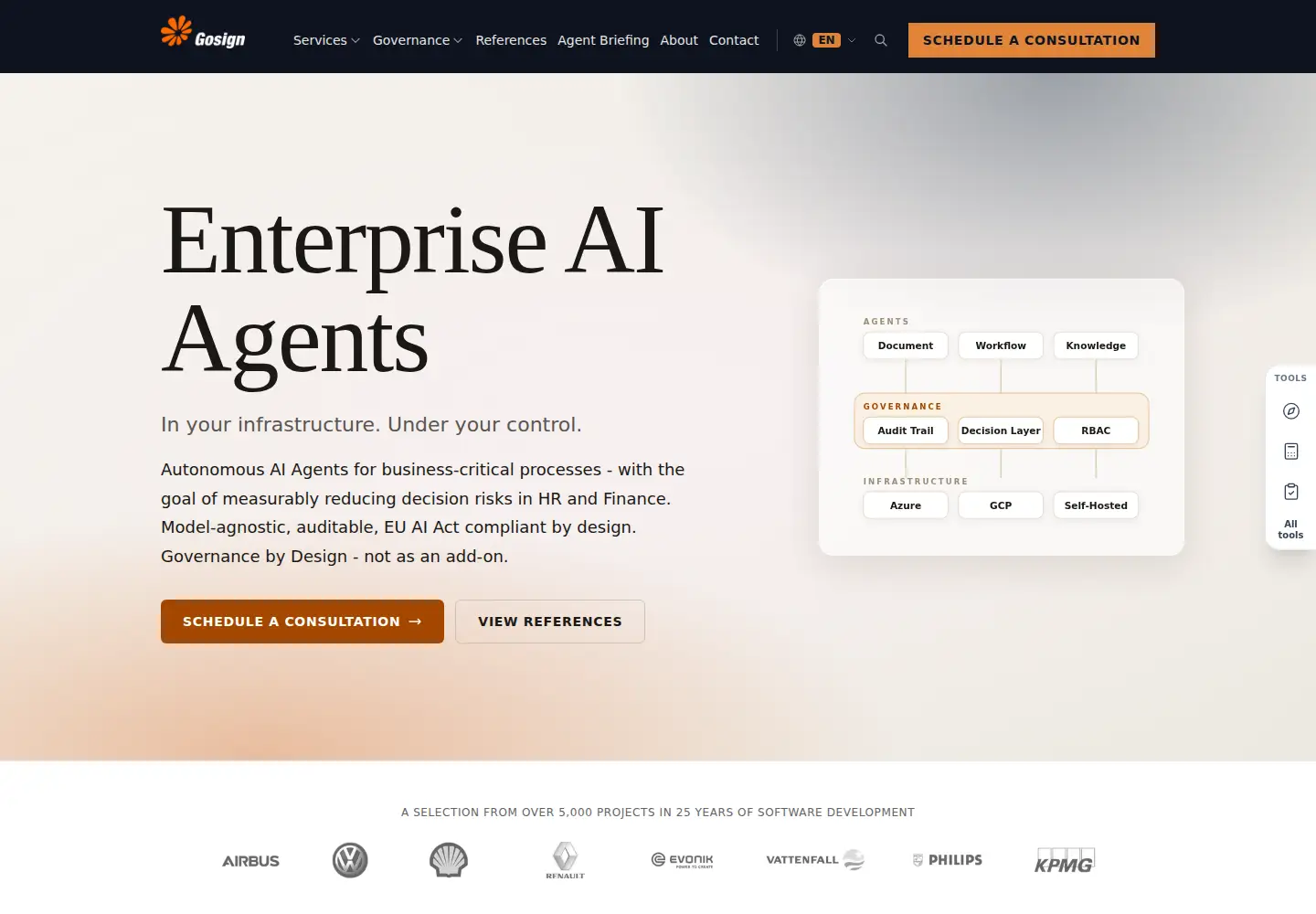 Captured homepage of gosign.de in the current scan