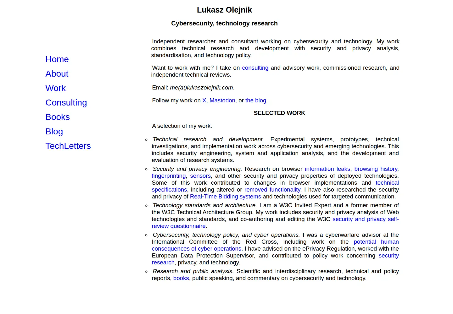 Screenshot of lukaszolejnik.com