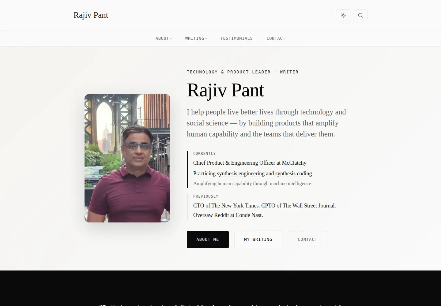 Captured homepage of rajiv.com in the current scan